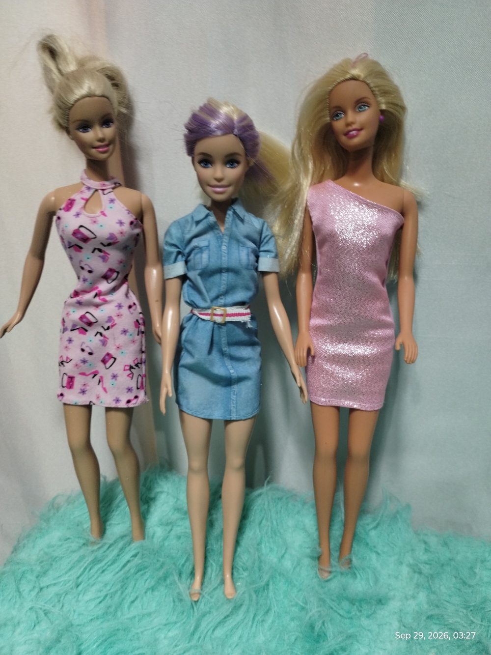 Barbie Dolls Three-Piece Lot - Pink, Light Blue, Purple